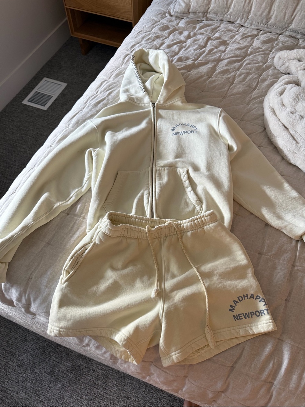 MADHAPPY Newport yellow Zip-Up Hoodie & Shorts Set -